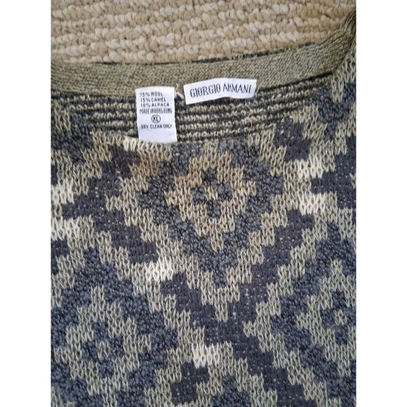 Vintage GIORGIO ARMANI Wool Alpaca Crewneck Sweater Geometric Mens Size XL - Picture 3 of 3